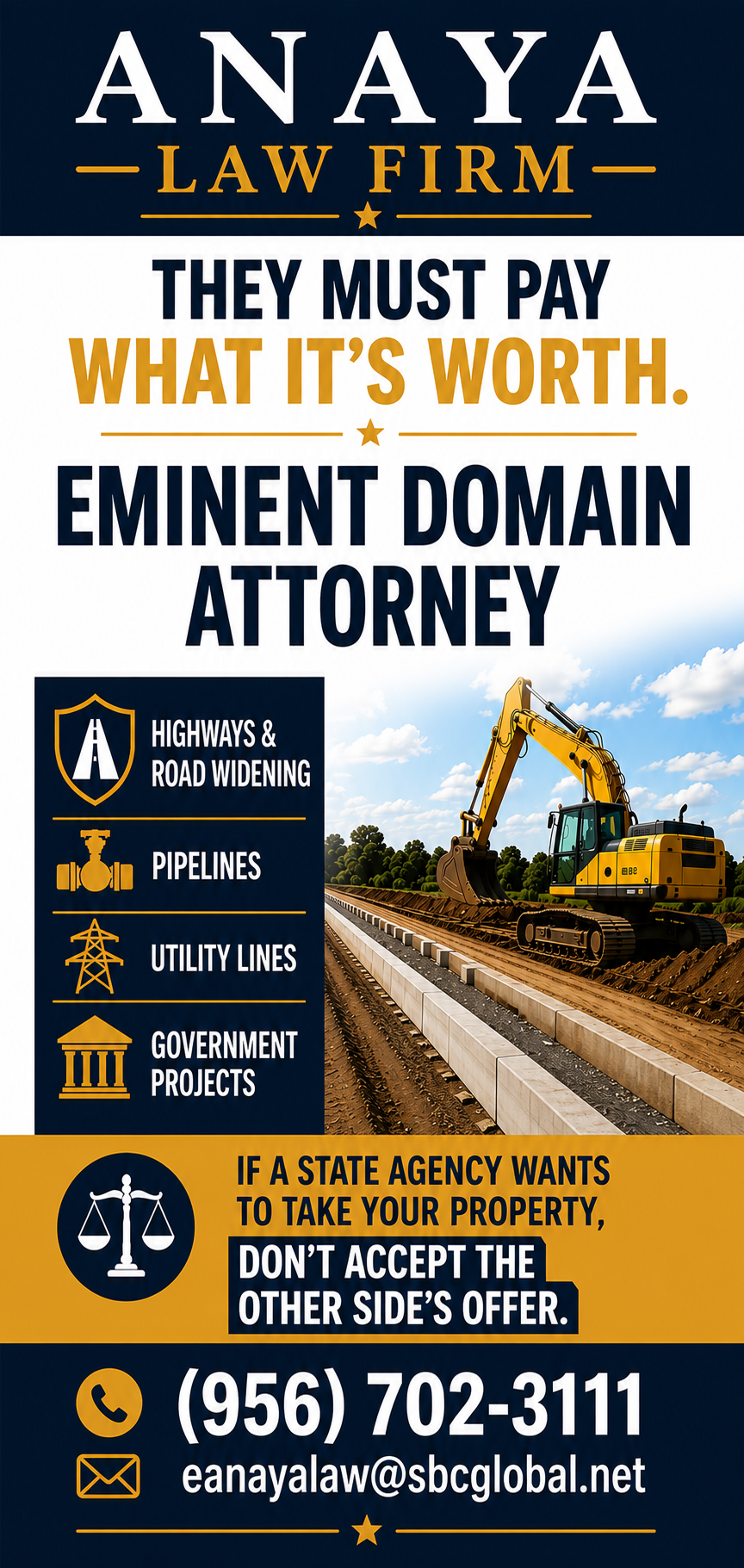 Anaya Law Firm — Eminent Domain Attorney: highways, pipelines, utility lines, and government projects